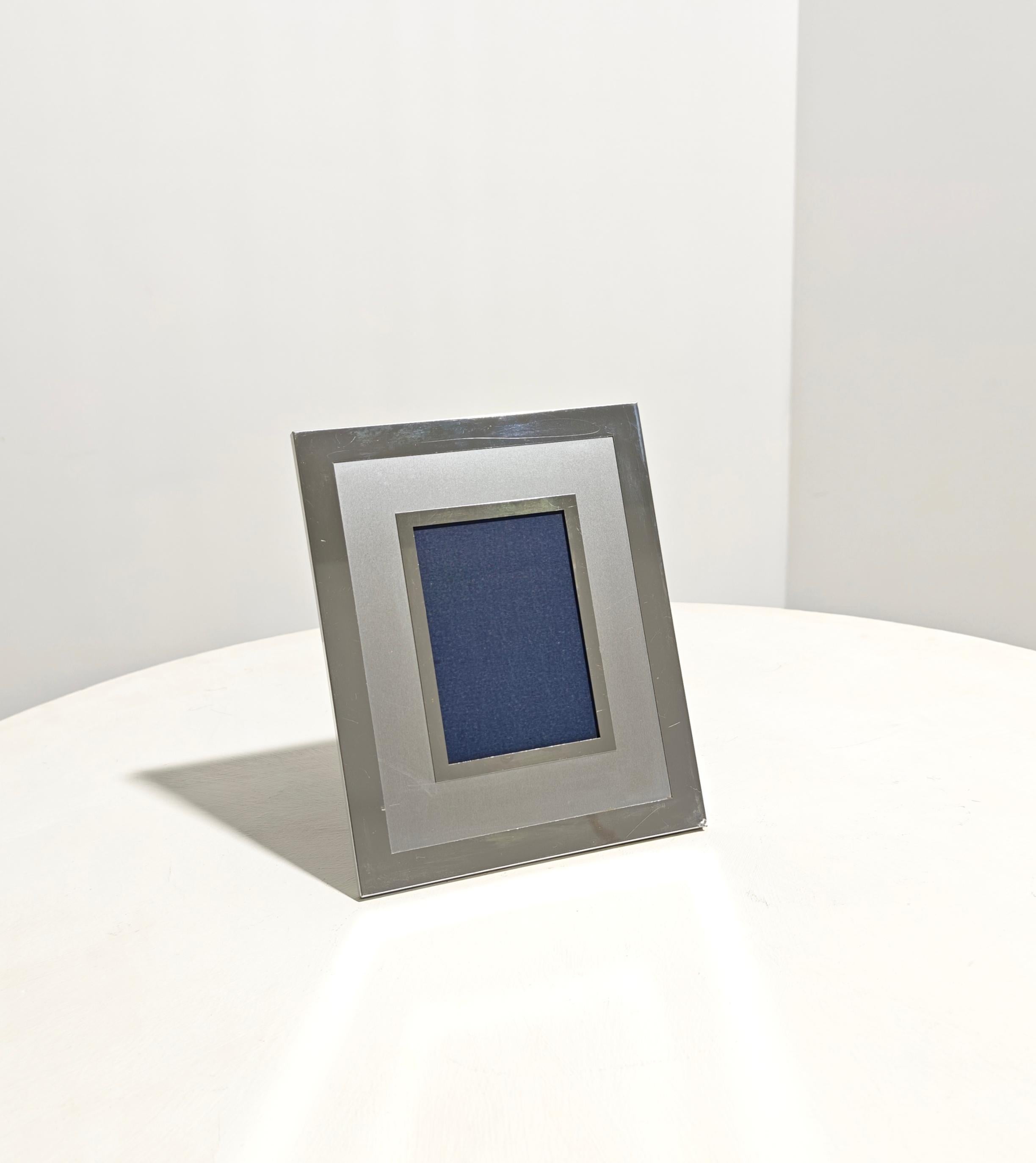 Photo frame Decorative Steel Aluminum Brass Mid-Century Modern Italy 70s In Good Condition For Sale In Palermo, IT