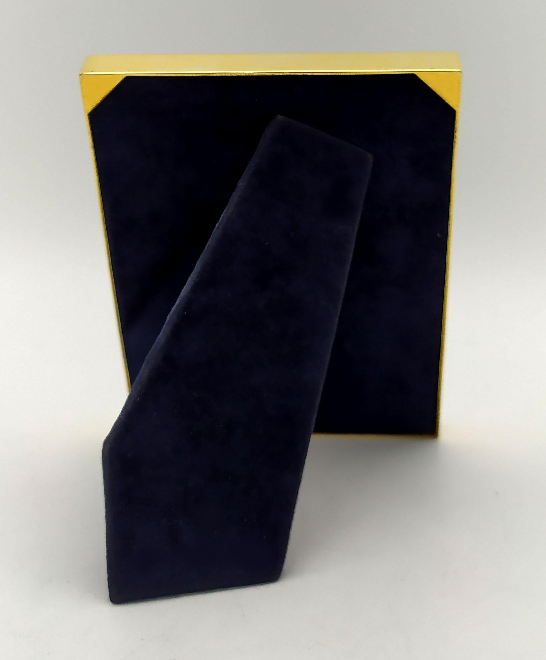 Gold Plate Photo Frame enamel fired on guilloche and hand-painted miniature Sterling Silver