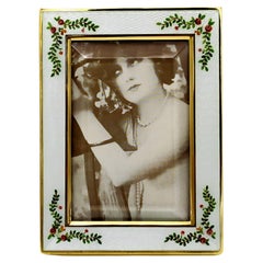 Photo Frame enamel fired on guilloche and hand-painted miniature Sterling Silver