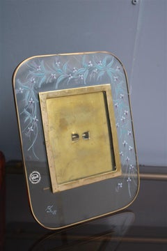 Photo frame in decorated crystal and Brass Italian Design, 1970s