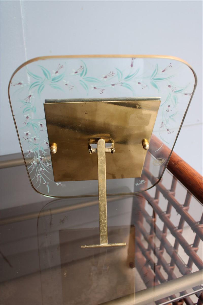 Photo frame in decorated crystal and Brass Italian Design, 1970s For Sale 3