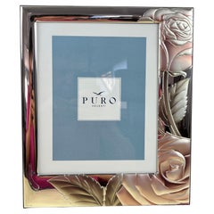 Photo Frame in Enamelled Laminated Silver, made in Italy, 20 x 25 cm