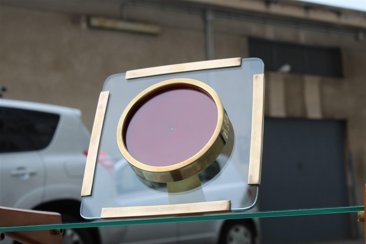 Late 20th Century Photo Frame in Gold Brass and Thick Glass Italian Design 1970s Square