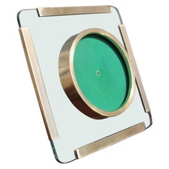 Photo Frame in Gold Brass and Thick Glass Italian Design 1970s Square