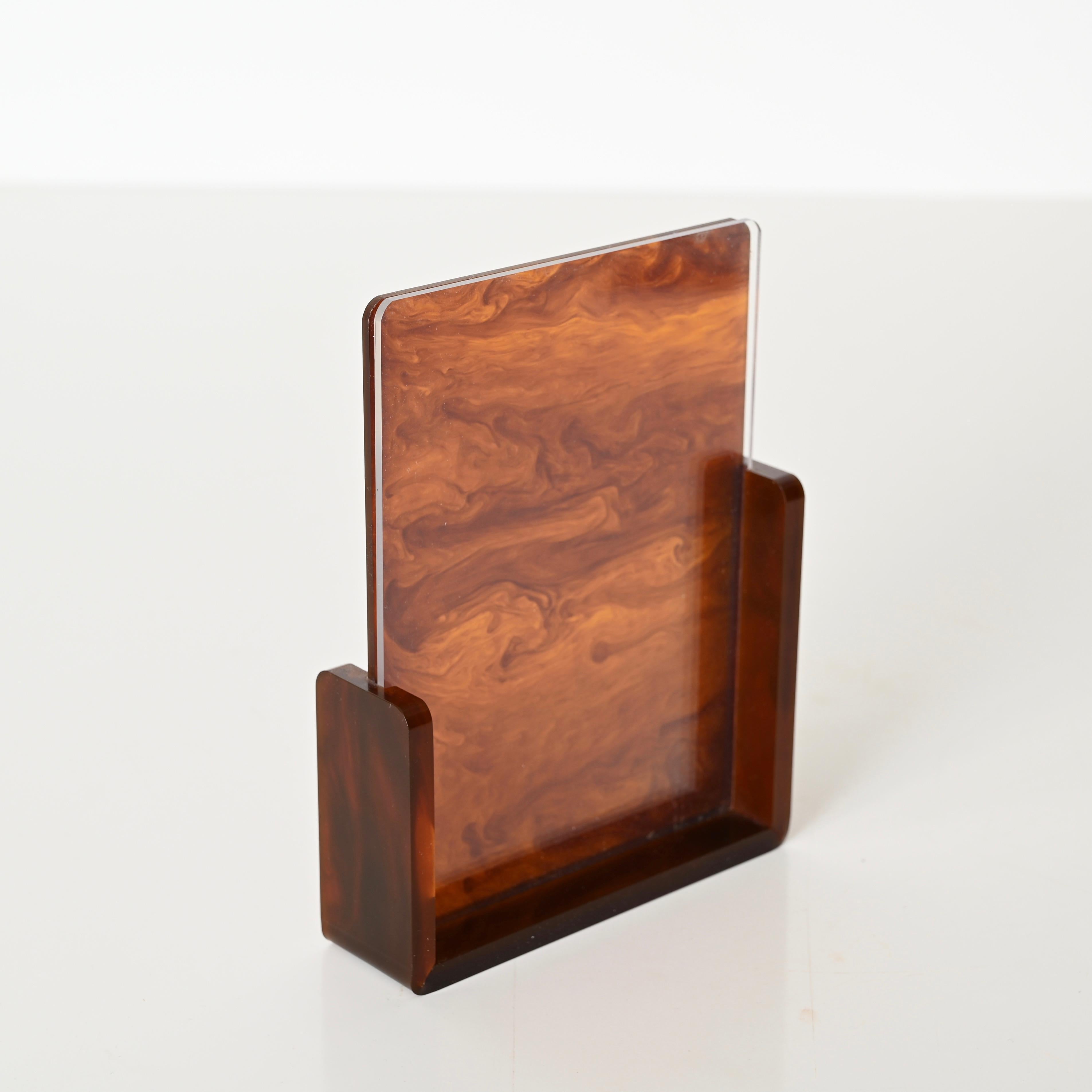 Photo Frame in Tortoiseshell Effect Lucite, Christian Dior, Italy, 1970s For Sale 6