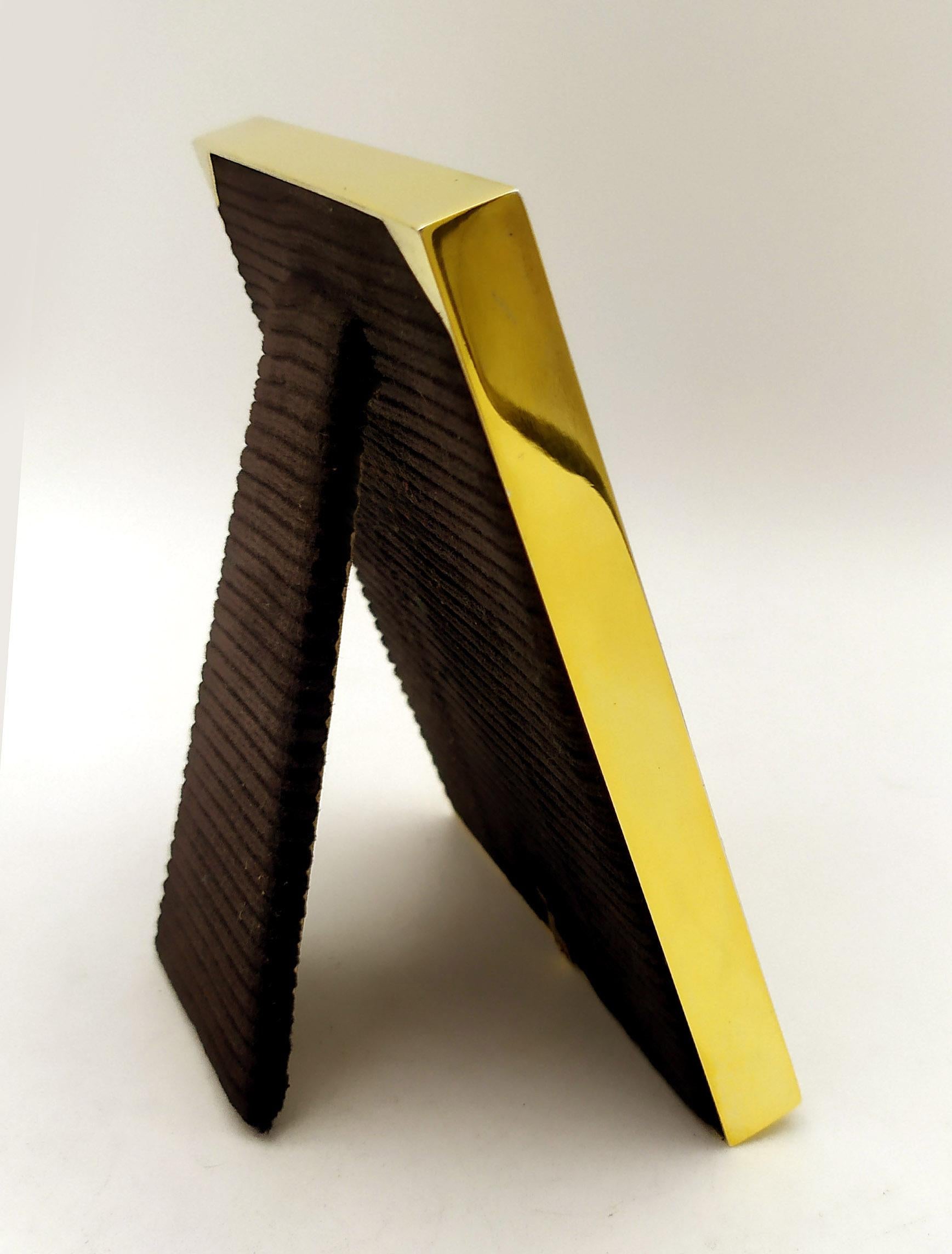 Hand-Carved Photo Frame Large two-tone striped enamel Black and Yellow Salimbeni For Sale