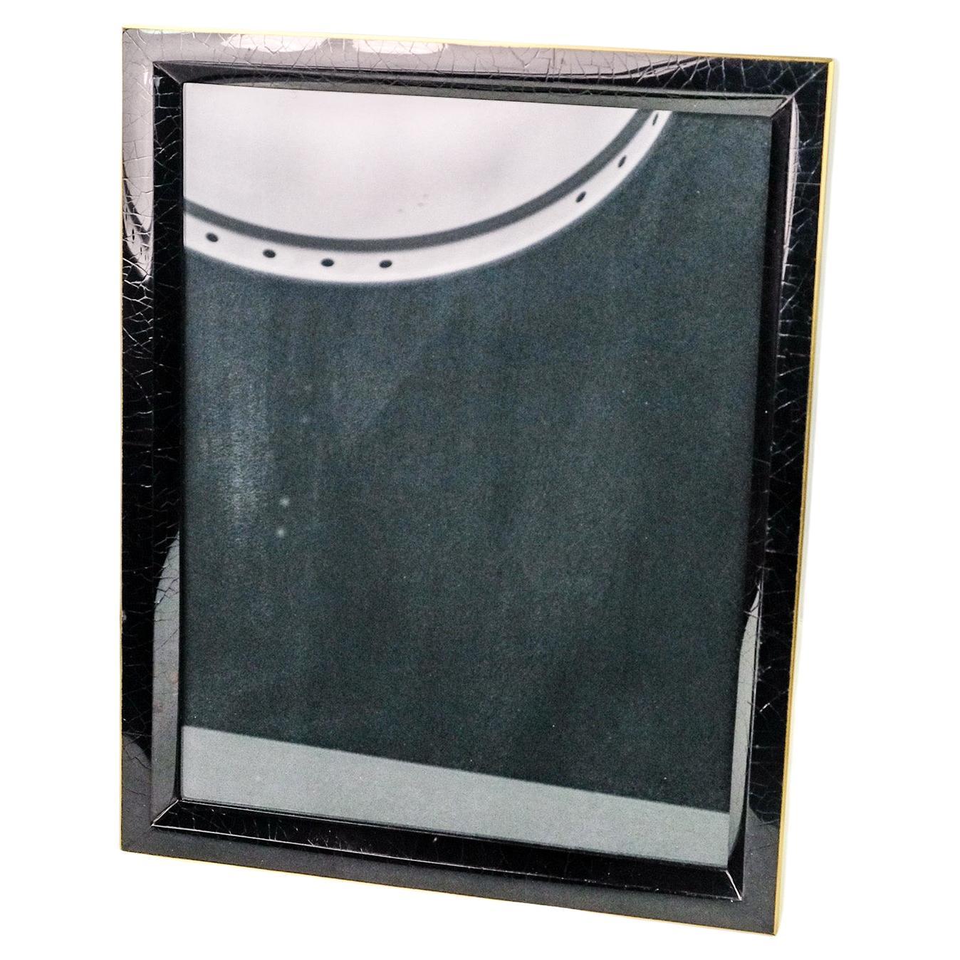 Photo Frame Made of Black Marquetry and Brass by Ginger Brown For Sale
