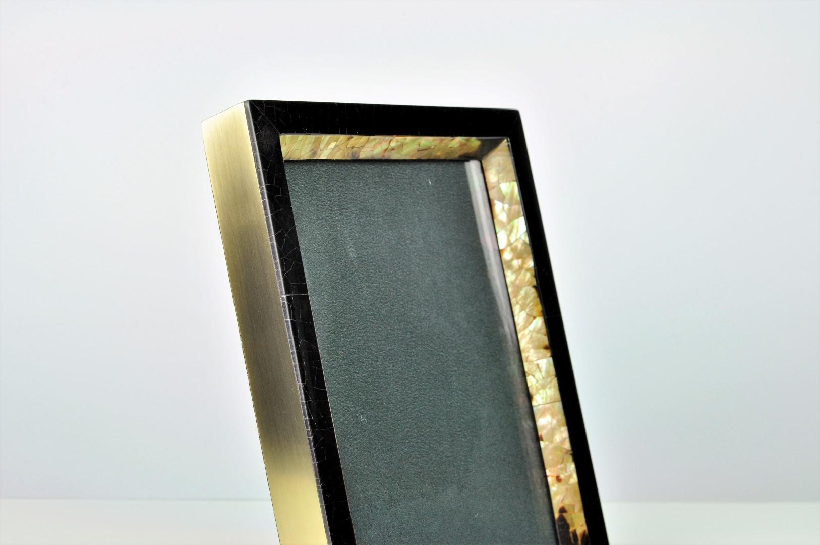 Art Deco Photo Frame Made of Marquetry and Brass by Ginger Brown