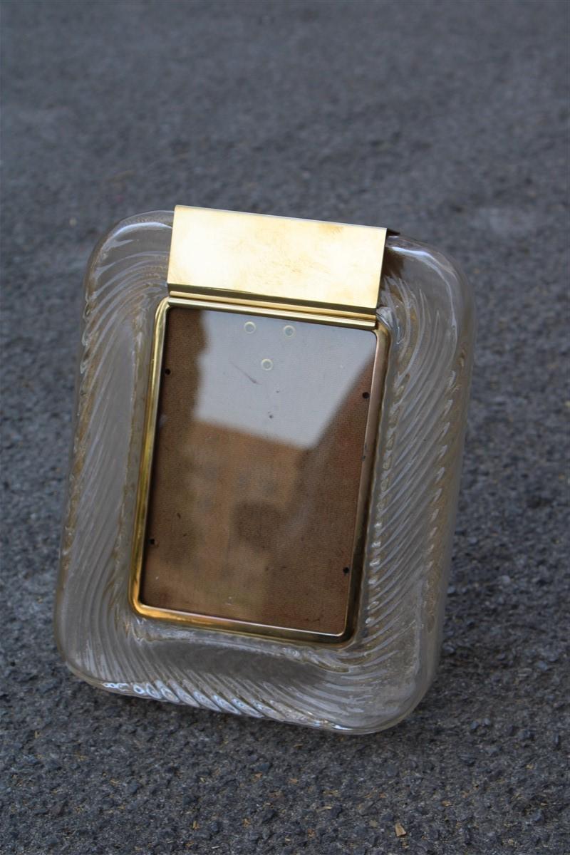 Late 20th Century Photo Frame Murano Art Glass Italian Design Gold Dust Brass 1970 Picture