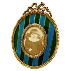 Photo Frame Oval with Two-color Translucent strips Enamel Fired Salimbeni