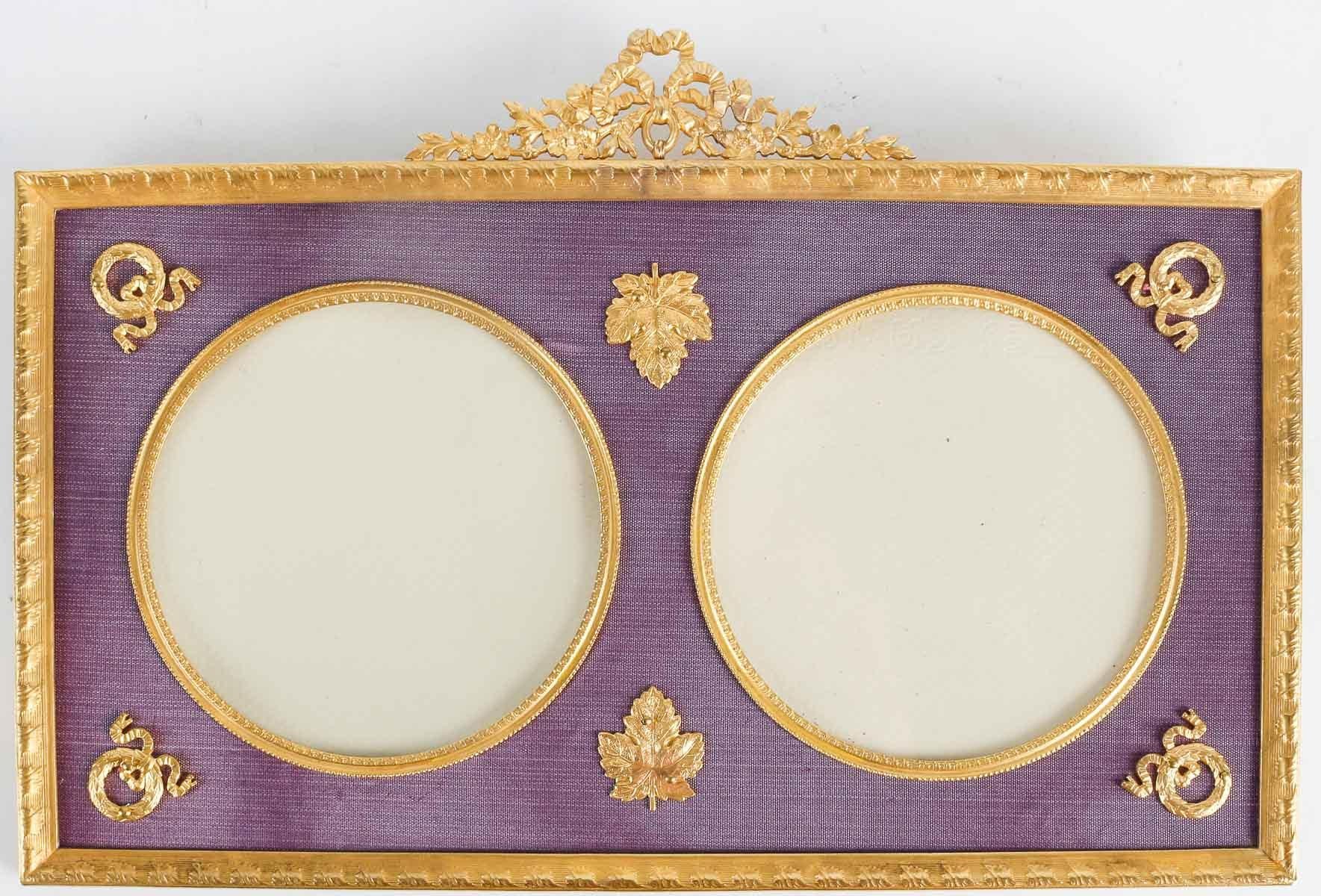 Photo Frames in Gilt Bronze and Fabric, 19th Century, Louis XV Style. 2