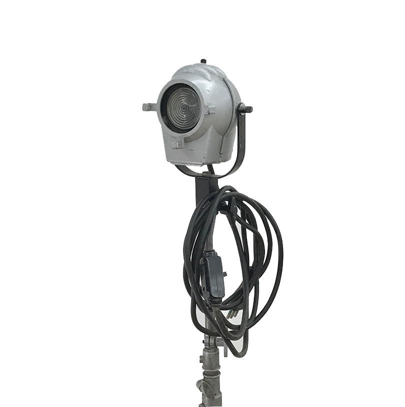 Italian Photo Spotlight or Floor Lamp Tripod Stand with Spotlight Industrial Style 1950s For Sale