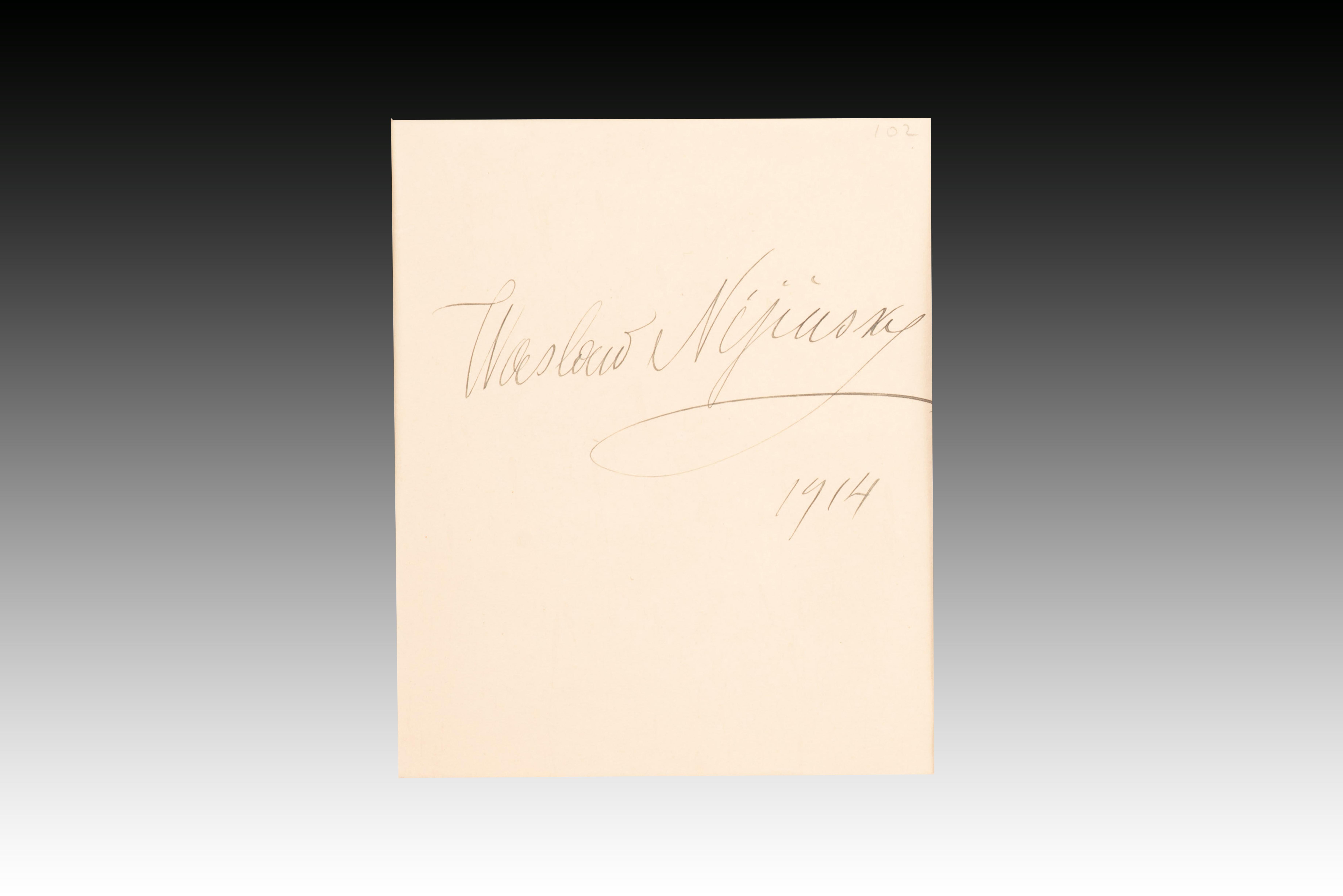 Autre Photographie et signature. Vaslav Niyinsky (kyiv, 1890-Londres, 1950), 1914. en vente