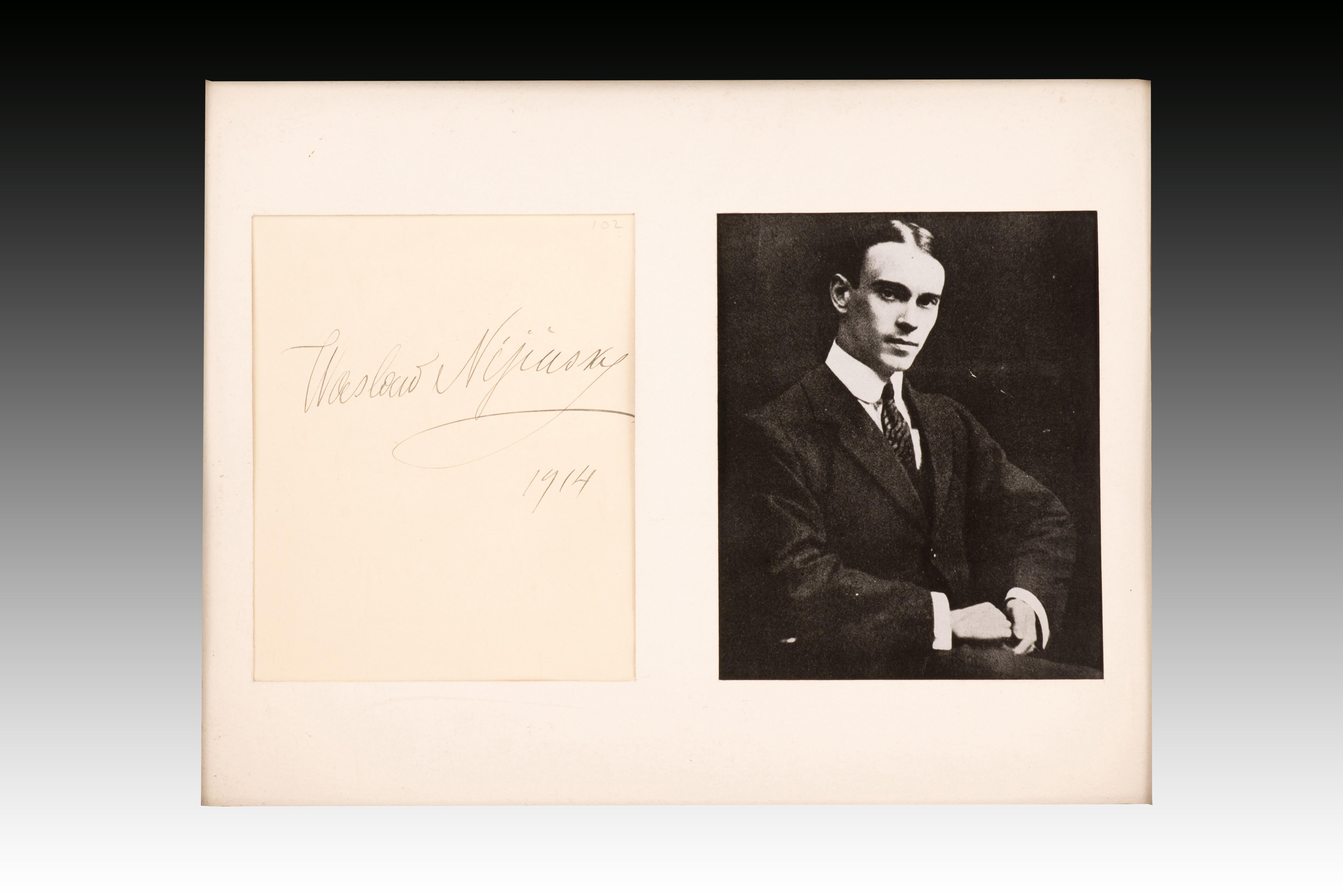 Inconnu Photographie et signature. Vaslav Niyinsky (kyiv, 1890-Londres, 1950), 1914. en vente