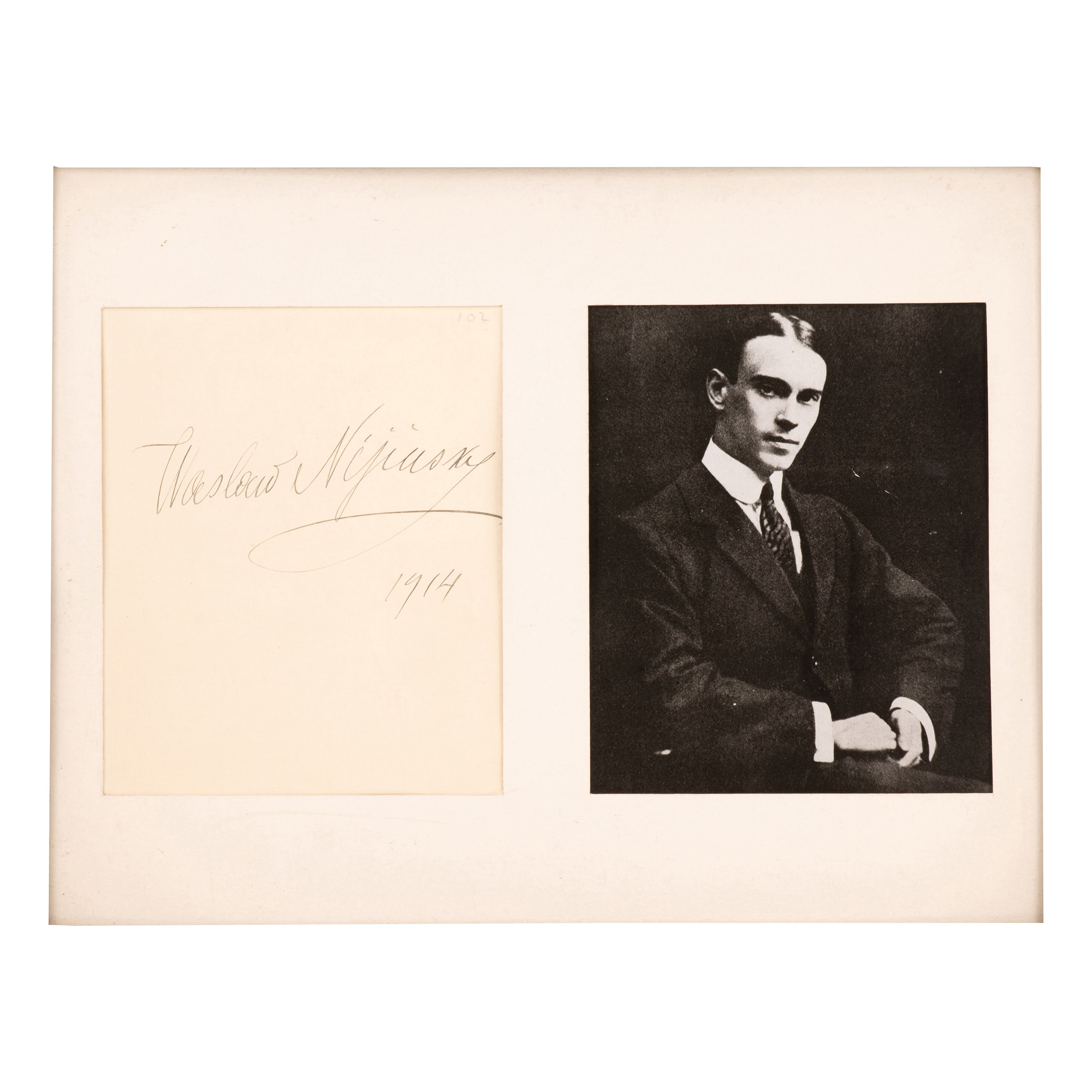 Photographie et signature. Vaslav Niyinsky (kyiv, 1890-Londres, 1950), 1914. en vente