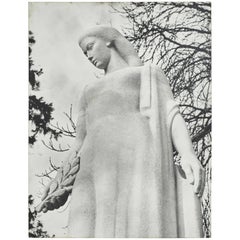 Large Black and White Photograph of Female Sculpture 