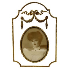 Vintage Photograph Frame Large Imperial Style White Enamel on Sterling Silver Salimbeni