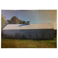 Photograph in Dramatic Large Size Triptych of New England Barn in Early Autumn