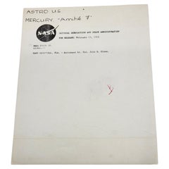 NASA Historical Memorabilia: John Glenn Mercury 7 Photo, 1962, USA