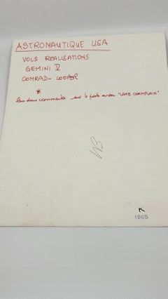 Nasa, Mission Gemini Charles Conrad & Gordon Cooper , 1965 lot de 5 photographie