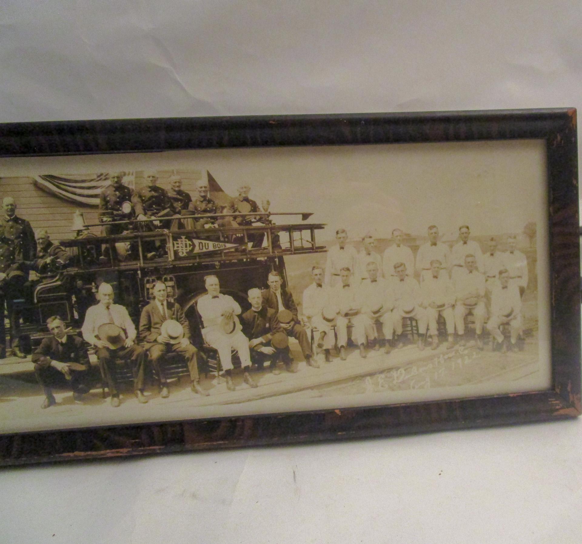 Photography Panoramic 1922 Black and White Pennsylvania Fireman DuBois Hose Co.  For Sale 1