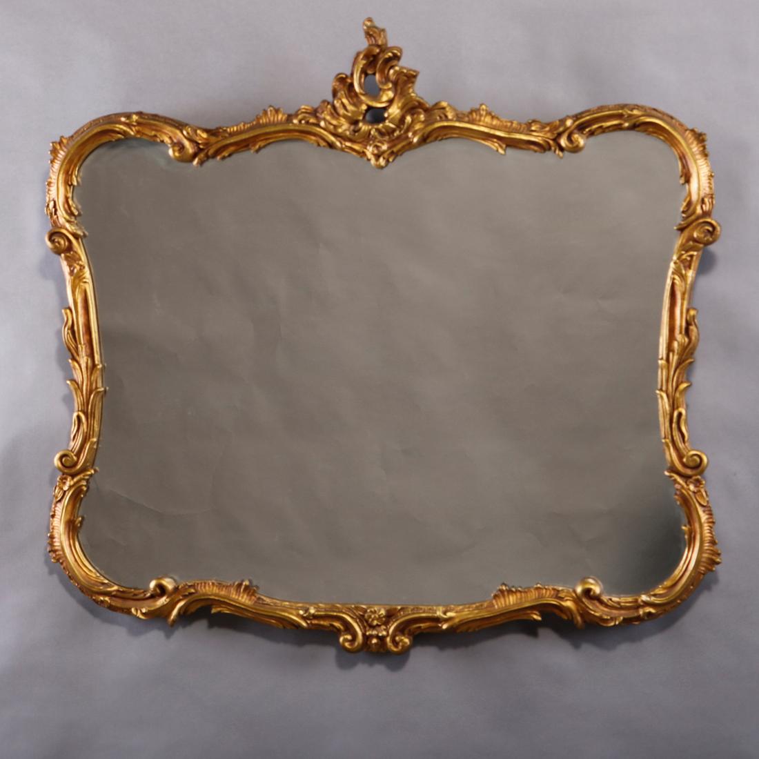 European Antique French Louis XIV Giltwood Wall Mirror, 20th Century