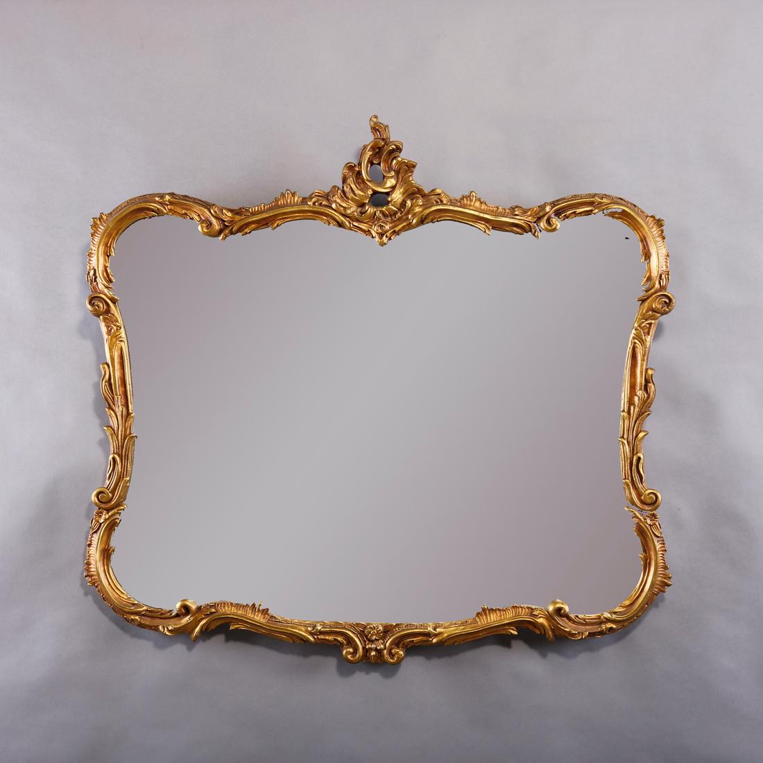 Antique French Louis XIV Giltwood Wall Mirror, 20th Century In Good Condition In Big Flats, NY