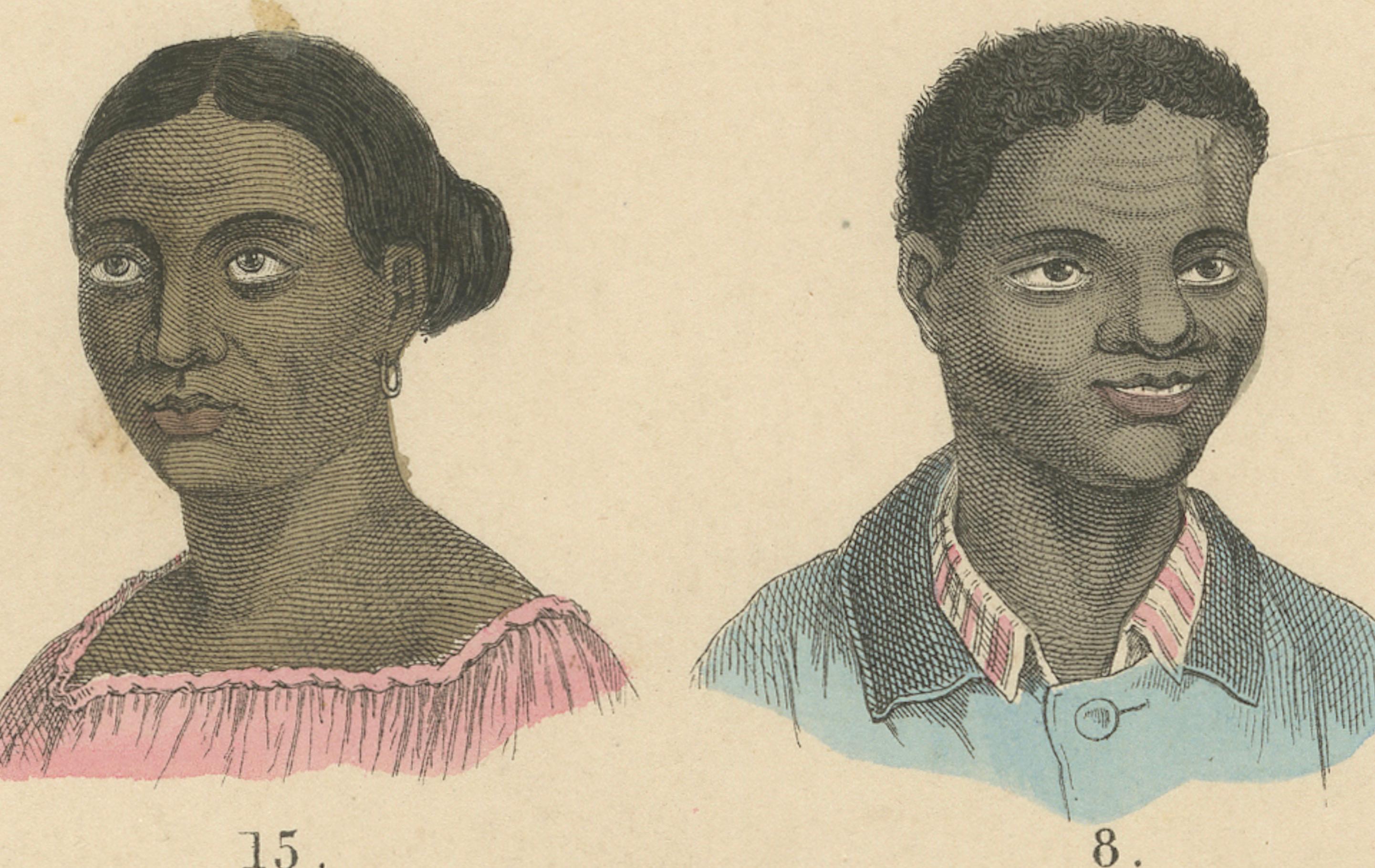 Studio di frenologia e teschi etnografici - Stampa antica Tipi umani 1867 in vendita 1