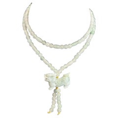 Phu Dog Light Green Jade Bead Strand Necklace