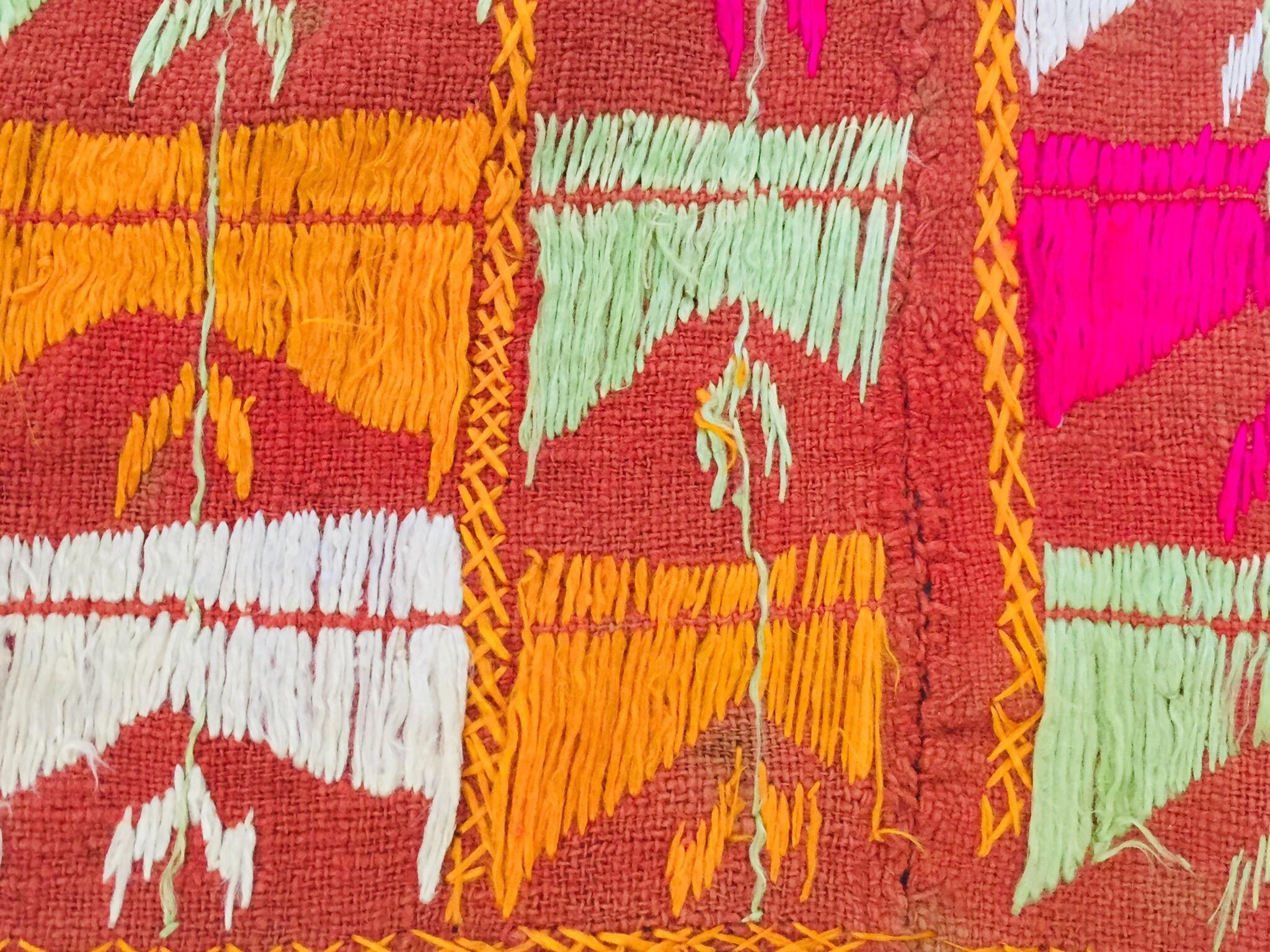 Phulkari Bawan Bagh Wedding Shawl, Silk Embroidery on Cotton, Punjab India For Sale 11