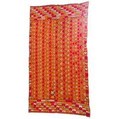 Scialle da sposa Phulkari Bawan Bagh, ricamo in seta su cotone, Punjab India