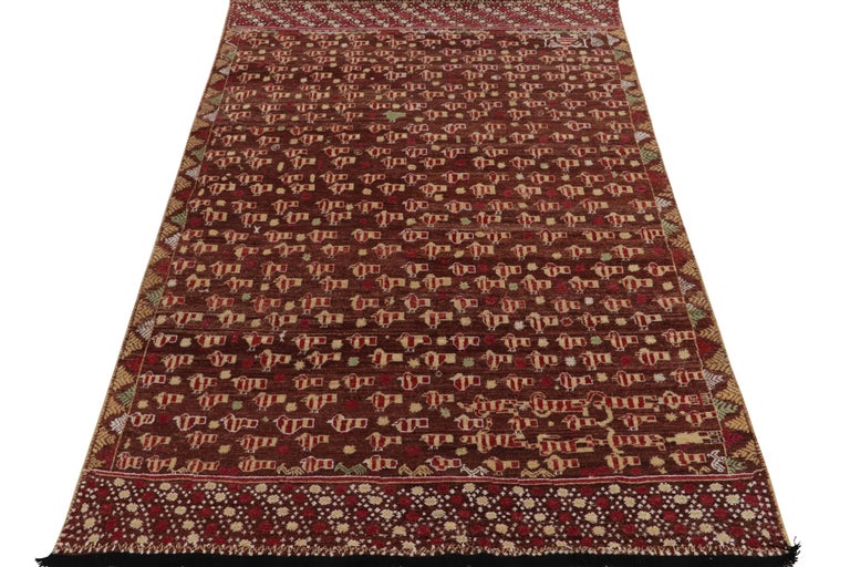 Phulkari Rug Rug and Kilim's Phulkari Style rug in Red, Brown, Beige Pictorial ...