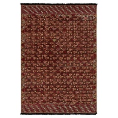Teppich & Kelim-Teppich im Phulkari-Stil in Rot, Braun, Beige mit Bildmuster