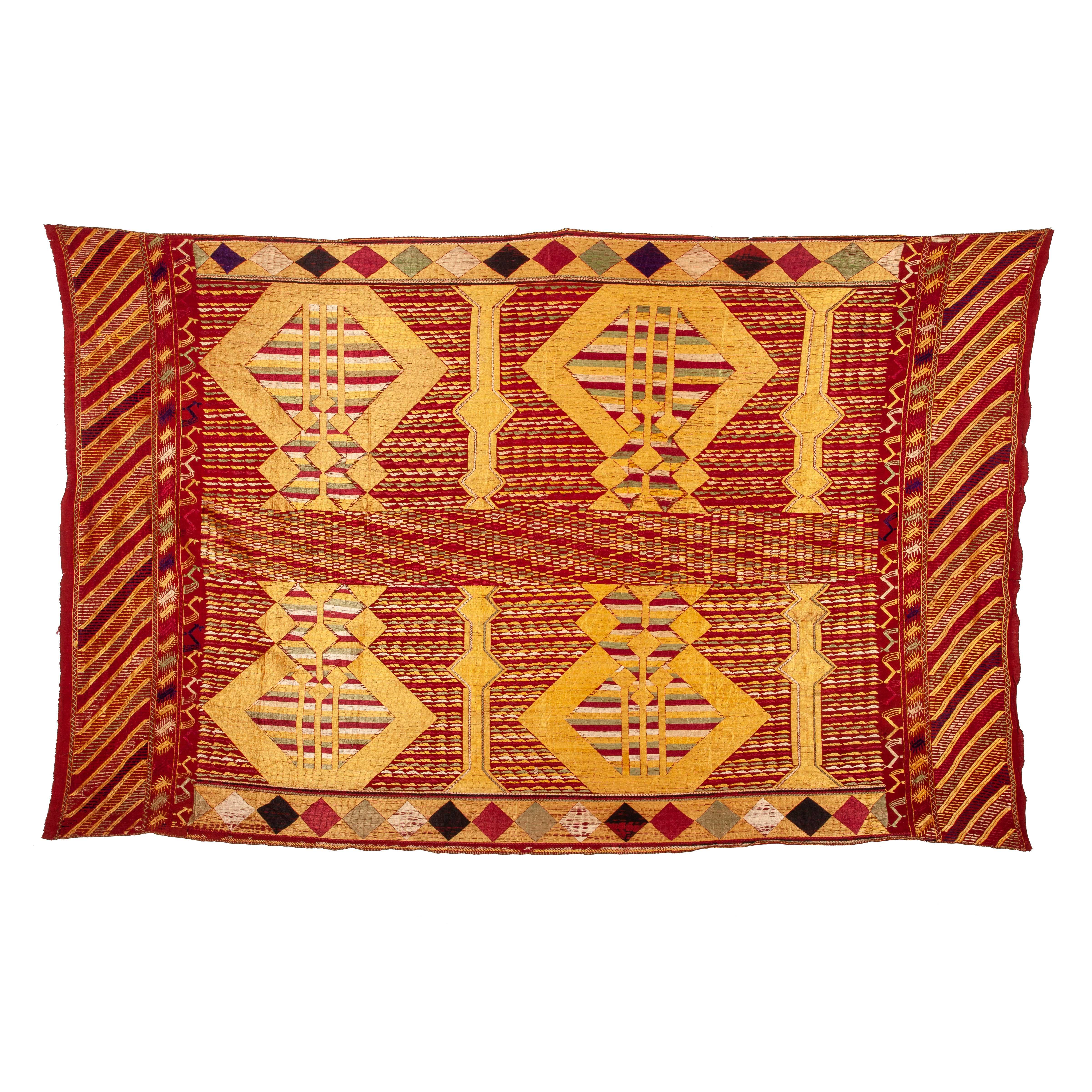 Phulkari Wedding Shawl, Silk Embroidery on Cotton, Early 20th Century