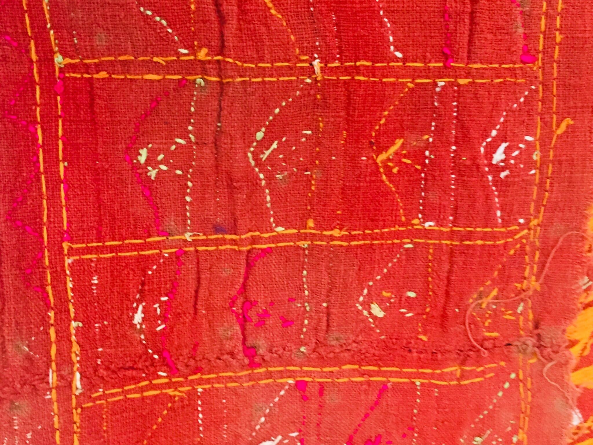 Phulkari Bawan Bagh Wedding Shawl, Silk Embroidery on Cotton, Punjab India For Sale 9