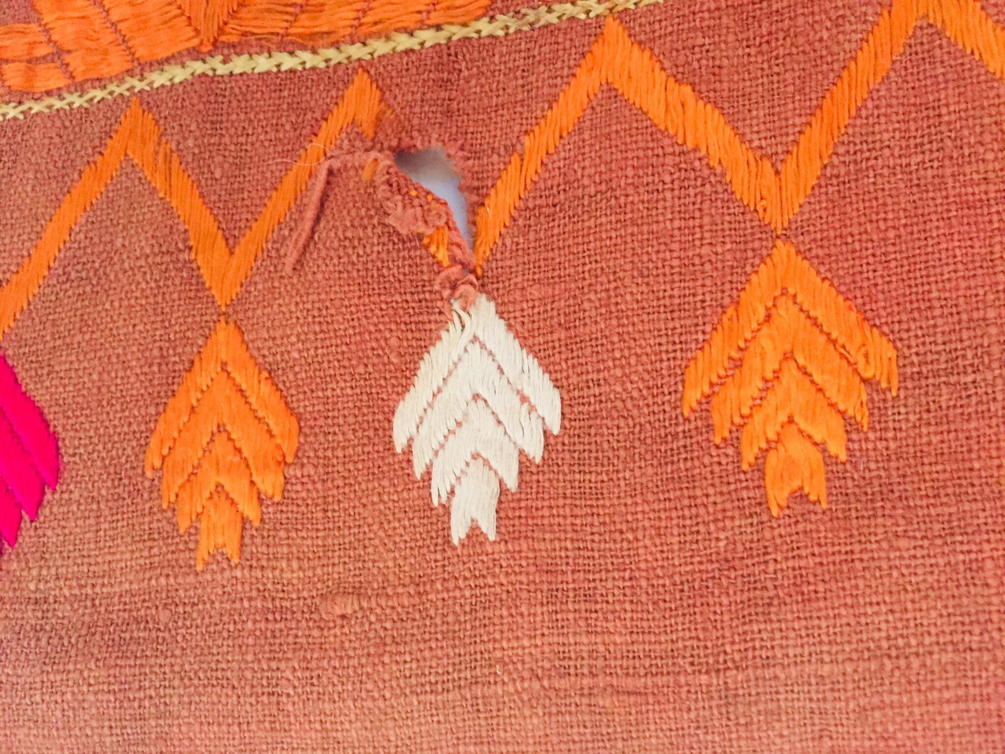 Antique Phulkari Bawan Bagh Wedding Shawl, Silk Embroidery Punjab India For Sale 8