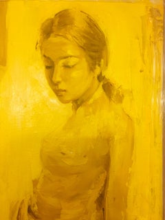 "Charming" 21st Century contemporary portrait of young lady figurative painting