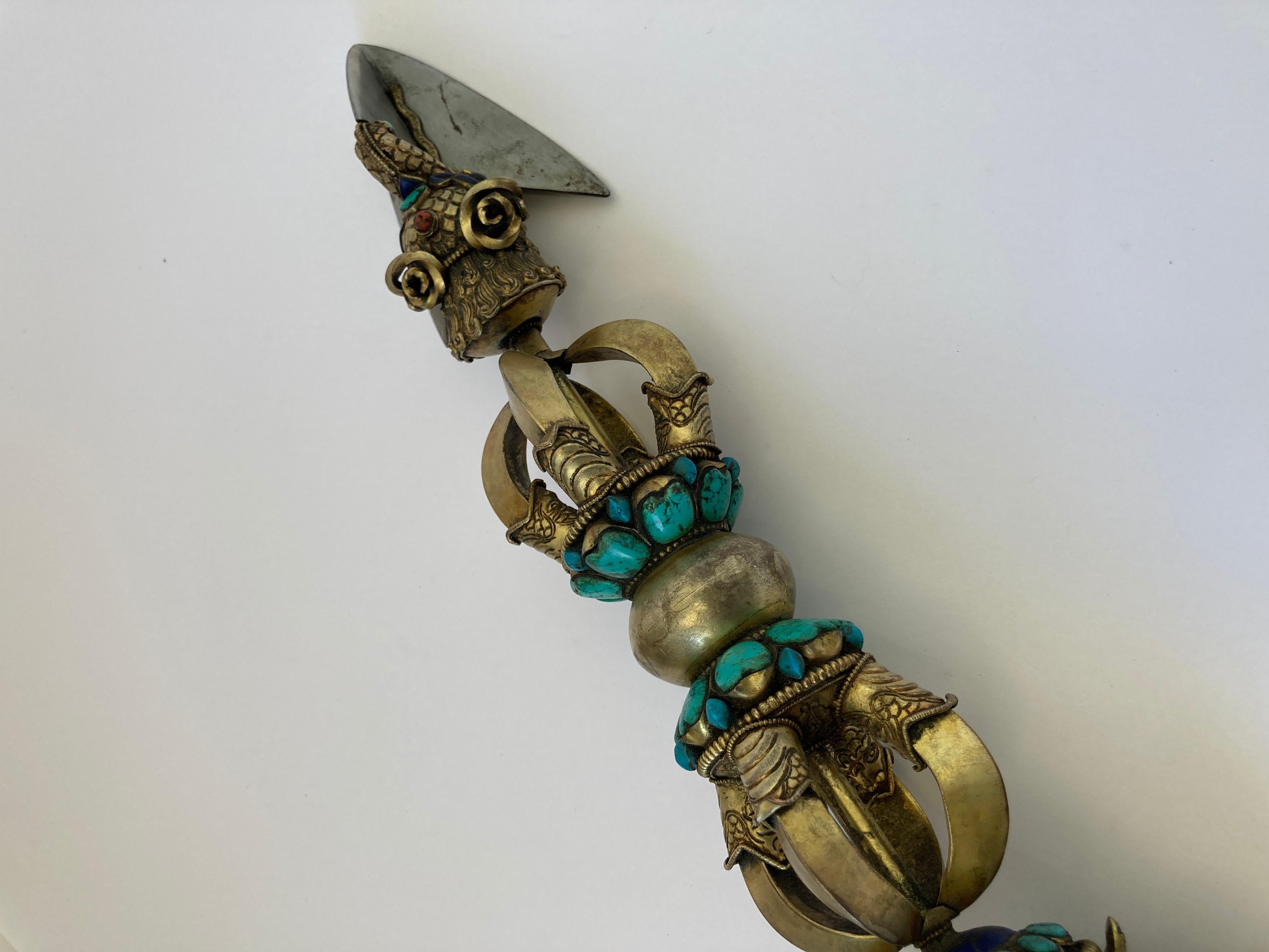 Brass Phurba or Kila Wrathful Sacred Buddhist Sword For Sale