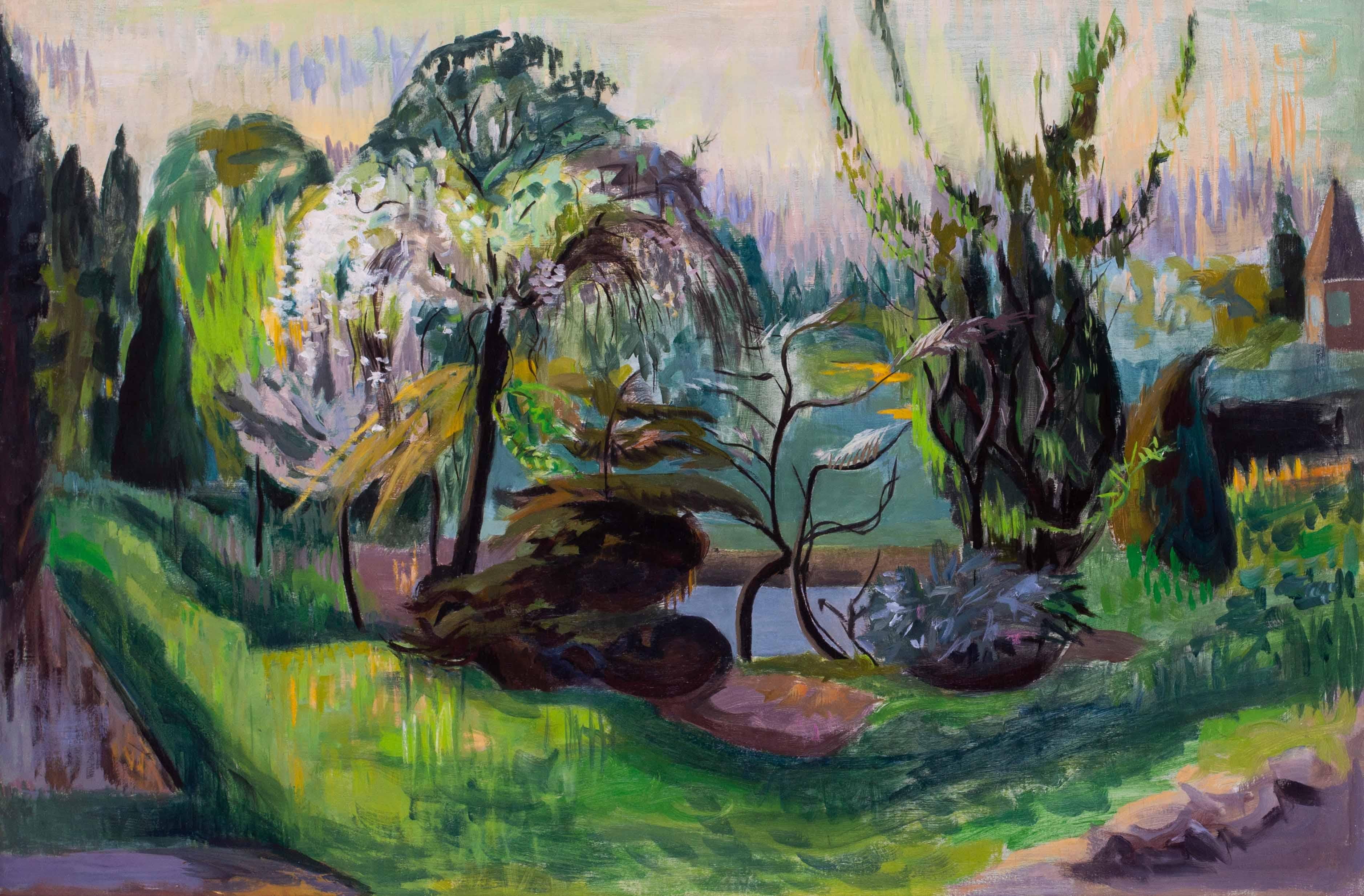Paisaje lacustre de la artista británica de mediados del siglo XX Phyllis Bray en venta 1