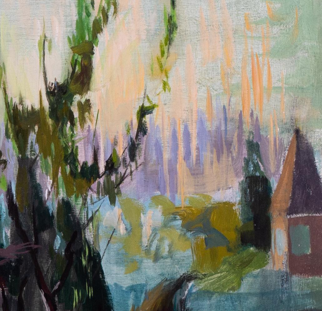Paisaje lacustre de la artista británica de mediados del siglo XX Phyllis Bray en venta 3