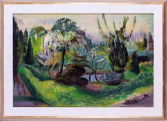 Lakeside landscape by British female mid 20th Century artist Phyllis Bray