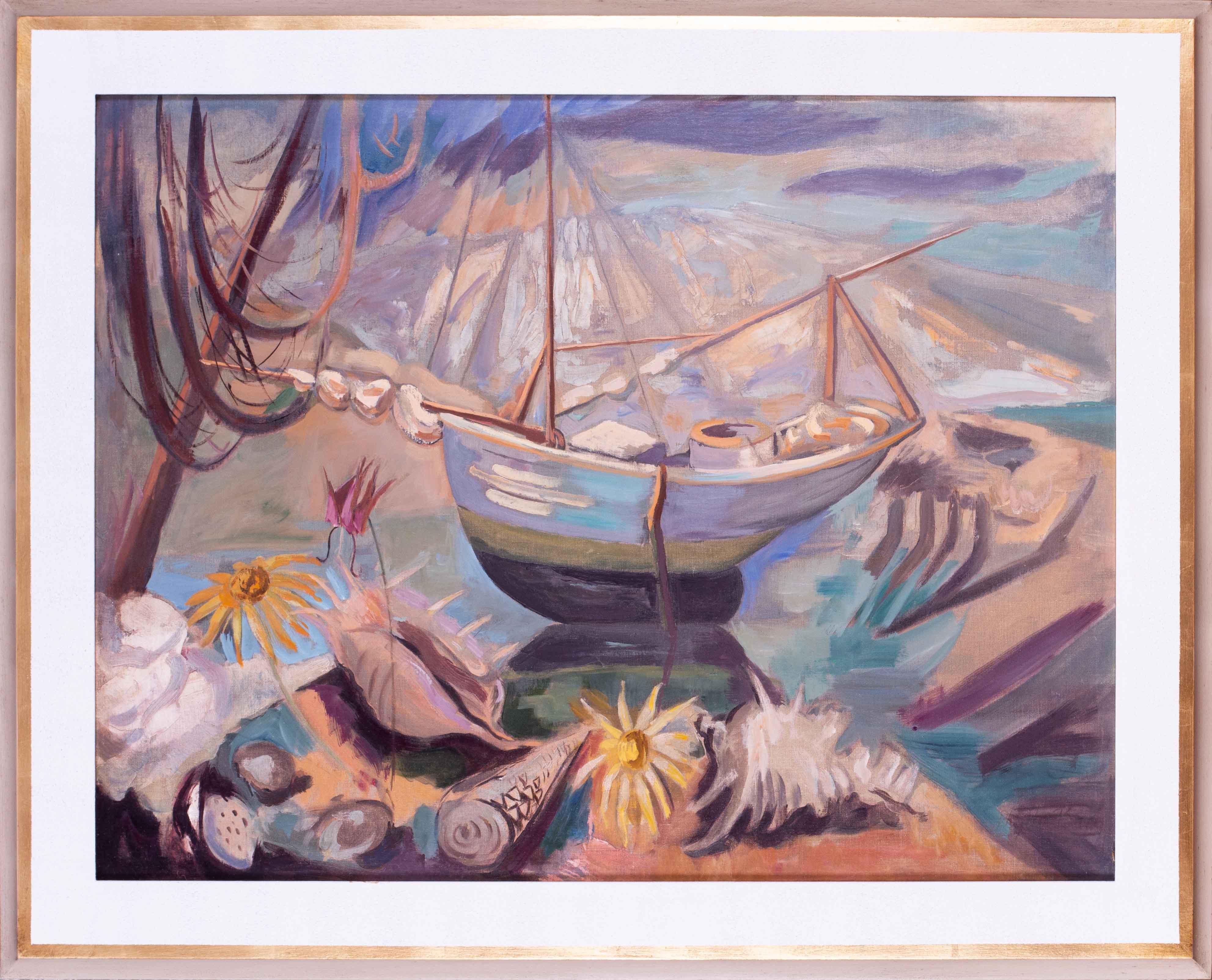 Óleo "Marea baja" de la artista Modern British Phyllis Bray, años 30