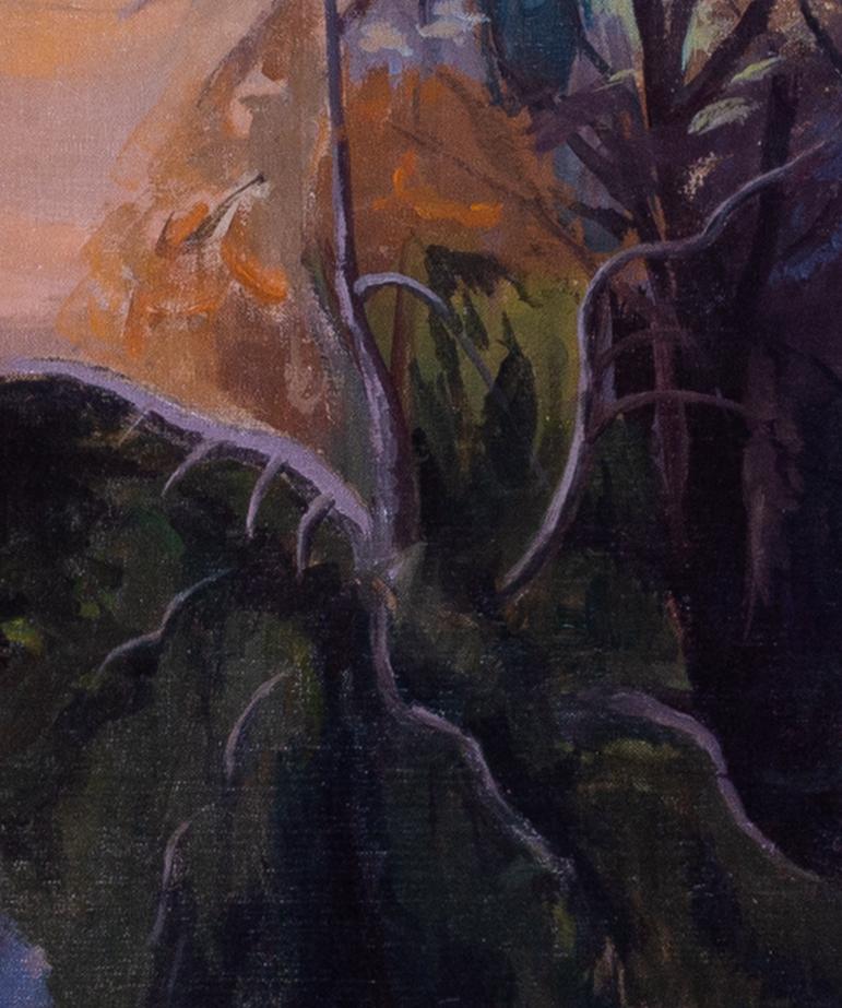 Peinture de paysage d'un étang des bois par l'artiste féminine du 20e siècle Phyllis Bray en vente 3