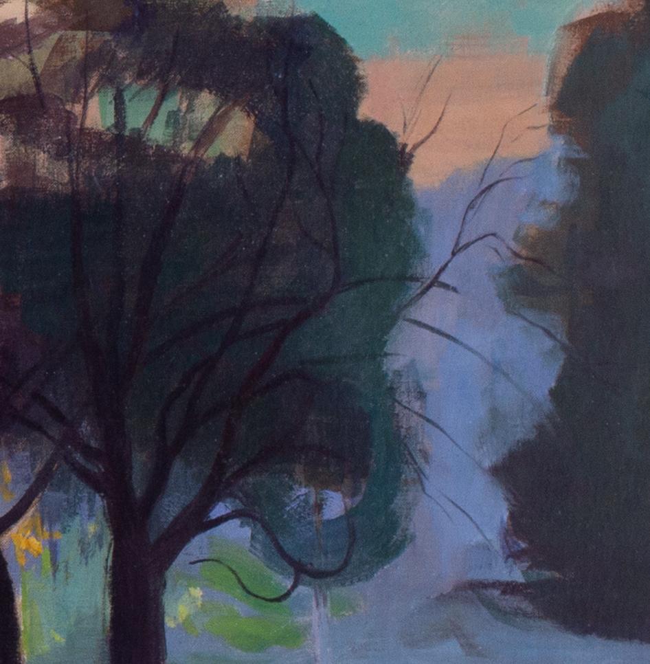 Peinture de paysage d'un étang des bois par l'artiste féminine du 20e siècle Phyllis Bray en vente 4