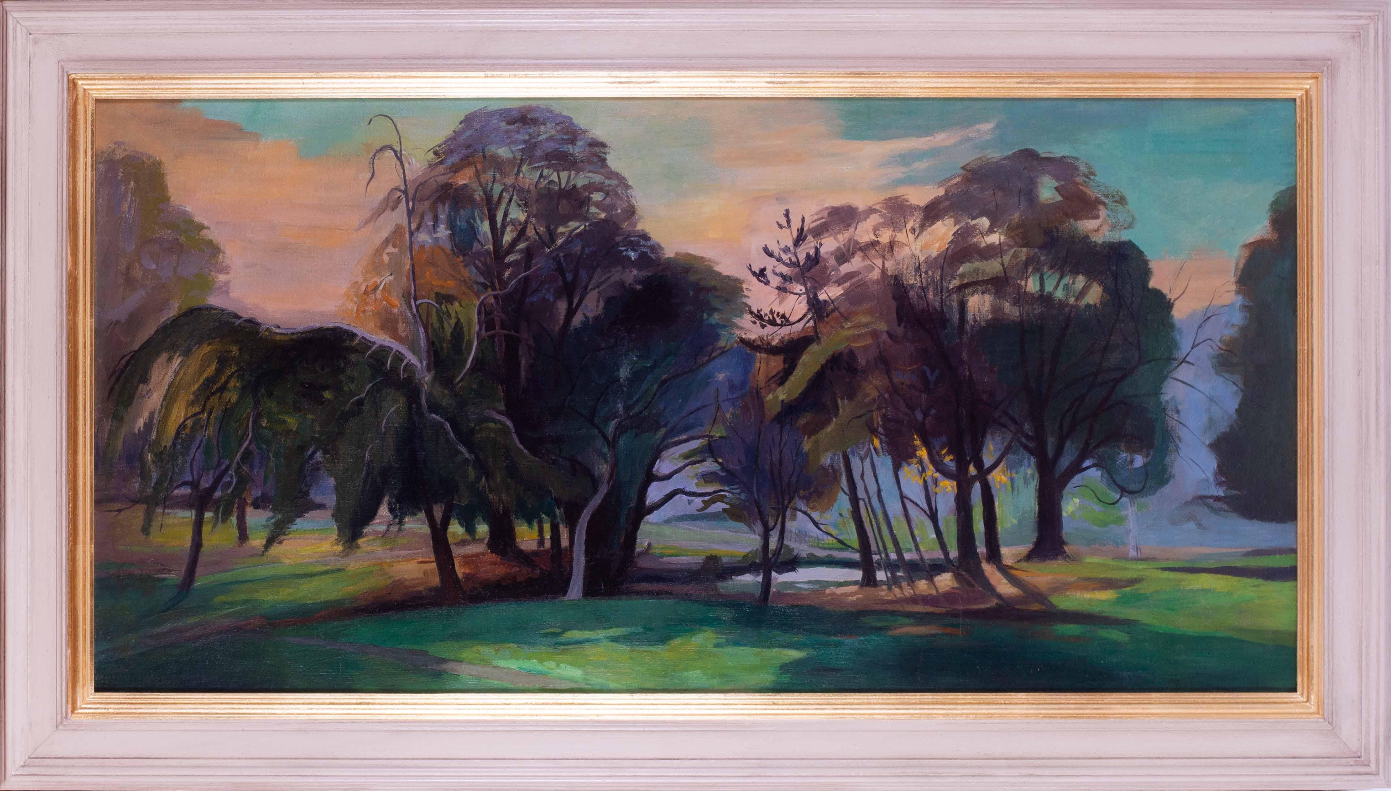Woodland-Teich-Landschaftsgemälde der Künstlerin Phyllis Bray, 20. Jahrhundert