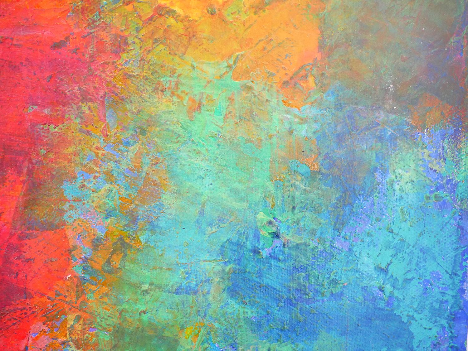 Peinture expressionniste abstraite rouge, bleue et verte Saturday Morning en vente 8