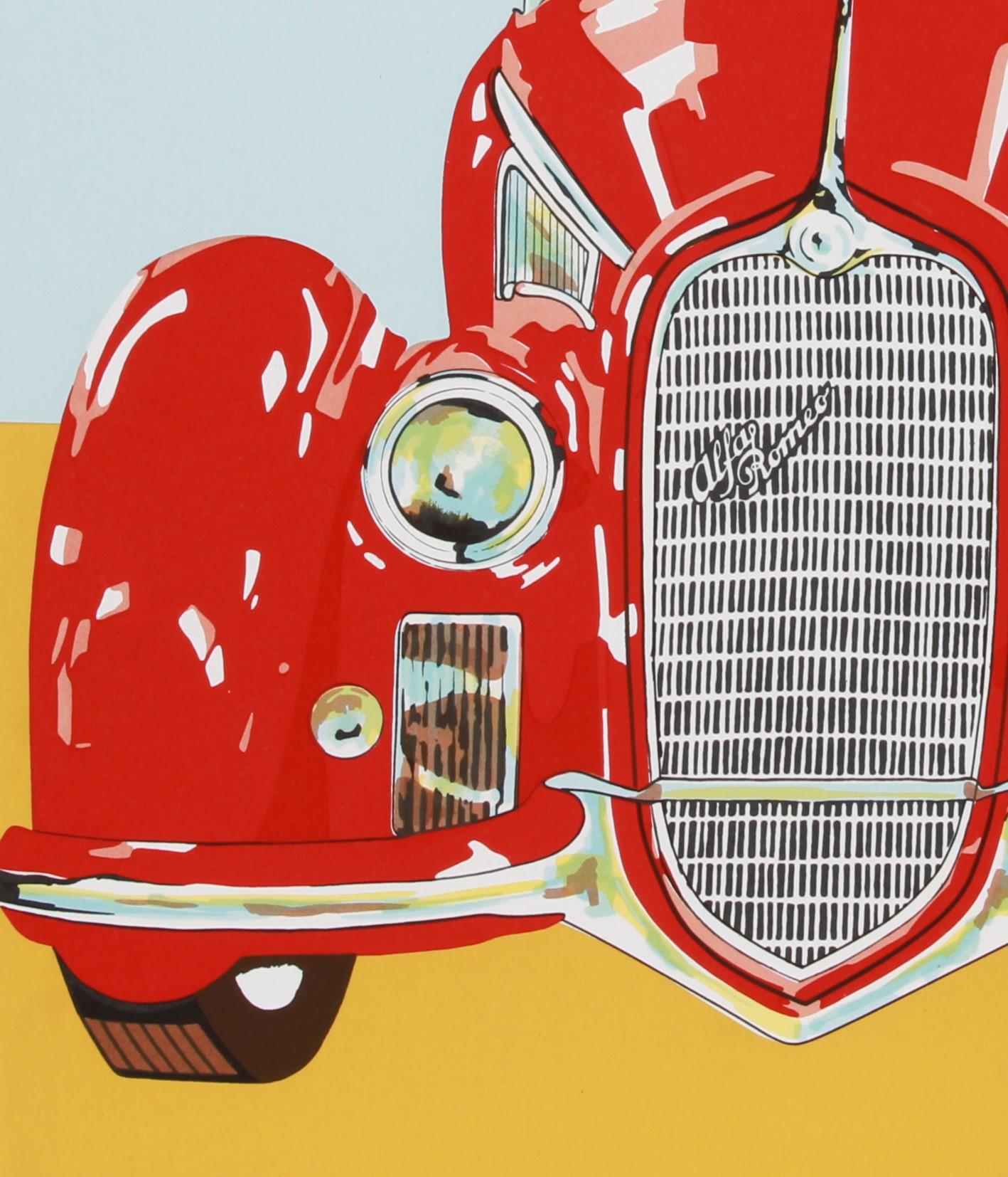 Alfa Romeo, sérigraphie photoréaliste de voiture classique par Phyllis Krim en vente 1