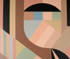 Abstrait géométrique moderniste aux couleurs pastel, en acrylique sur toile