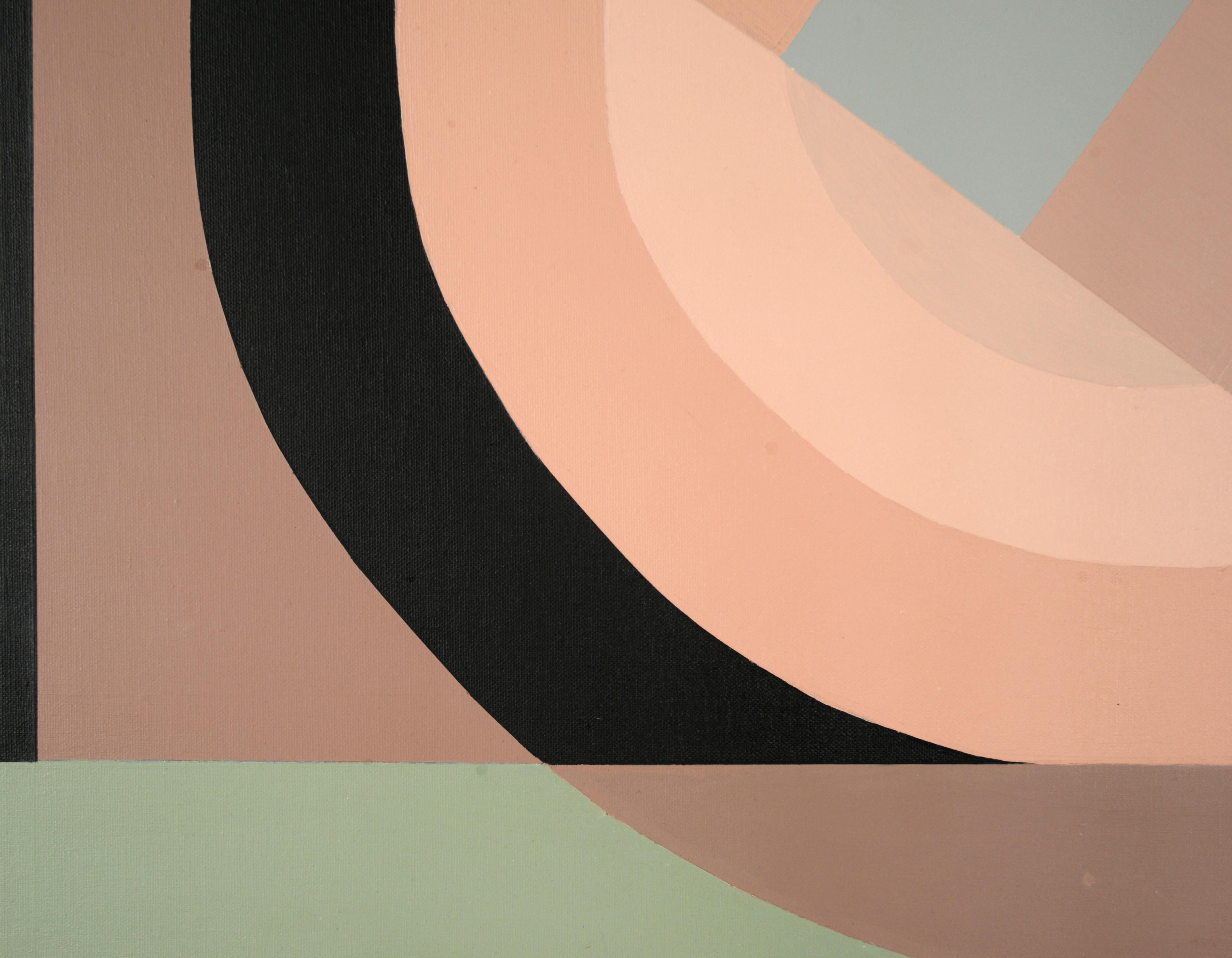 Modernist Geometric Abstract in Pastel Colors, in Acrylic on Canvas

This geometric abstraction uses interlocking planes of color to create a sense of rhythm and movement across the canvas. This piece uses crisp lines and layered shapes to create a