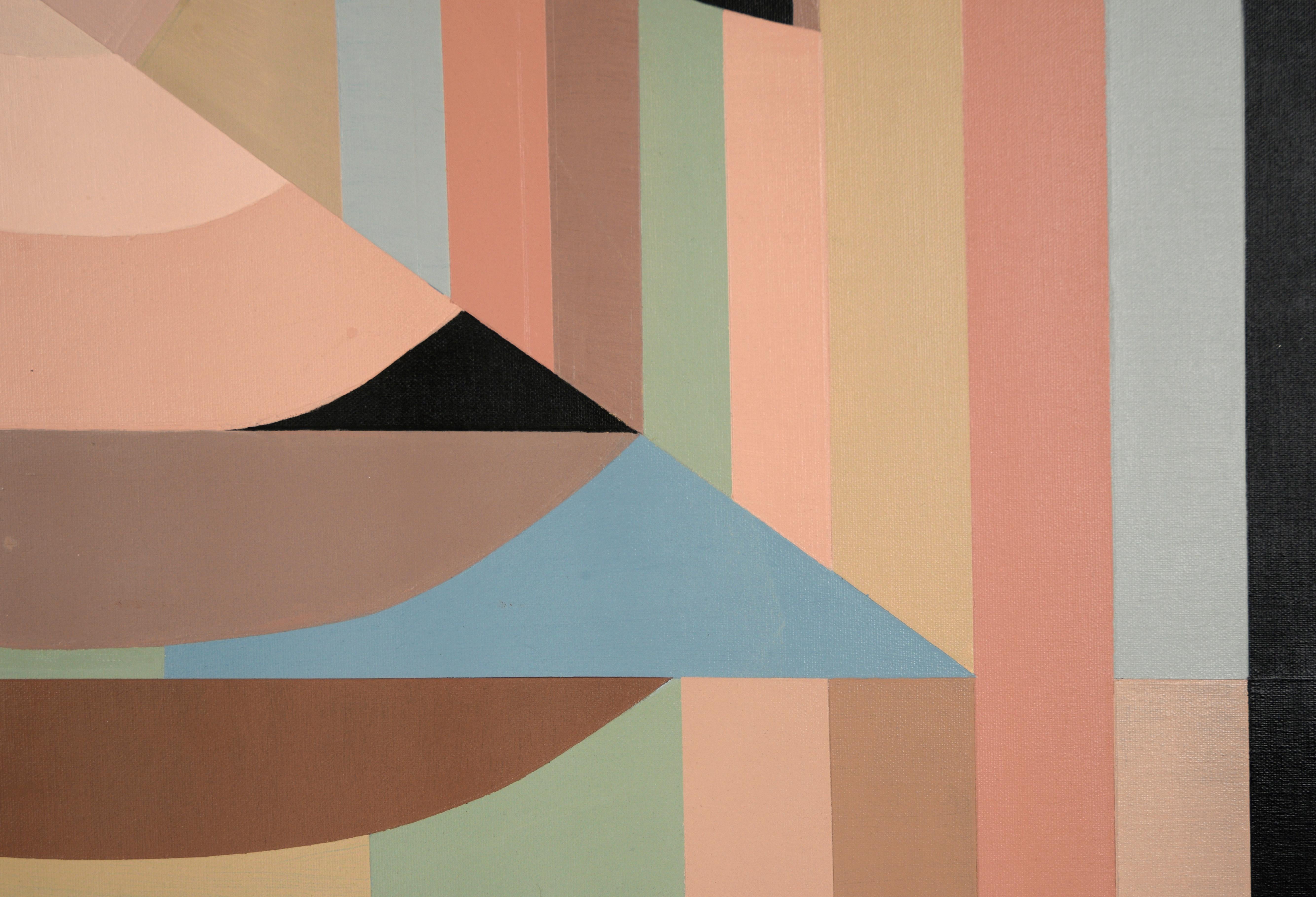 Modernist Geometric Abstract in Pastel Colors, in Acrylic on Canvas For Sale 1
